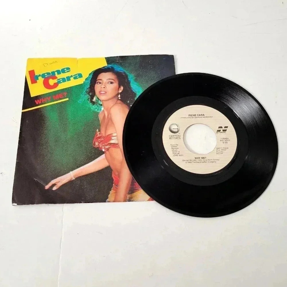 Irene Cara Why Me Record 45 RPM Single Geffen Talk Too Much 1983 Vintage